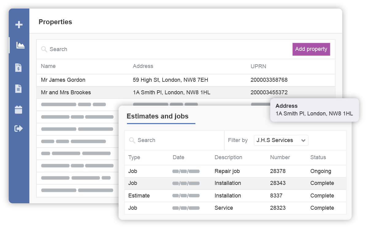 Customer portal properties list