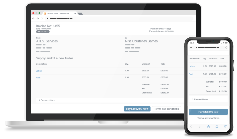 Invoice portal on a laptop
