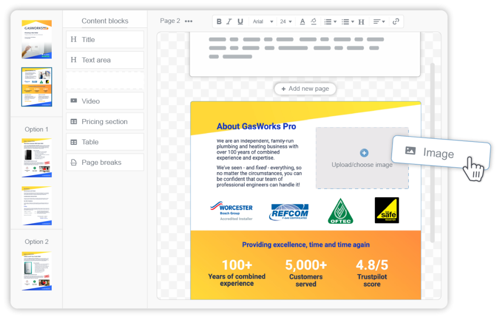 Drag and drop to easily build proposals